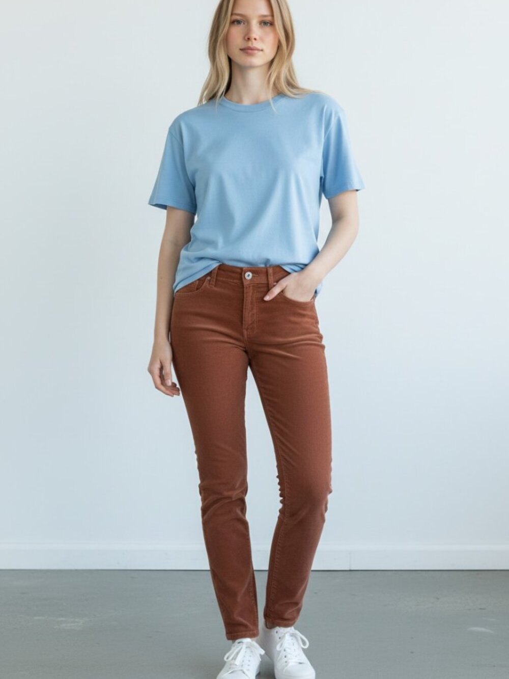 Ann Taylor LOFT Rust Brown Corduroy Straight Leg Pants Women's Size 2